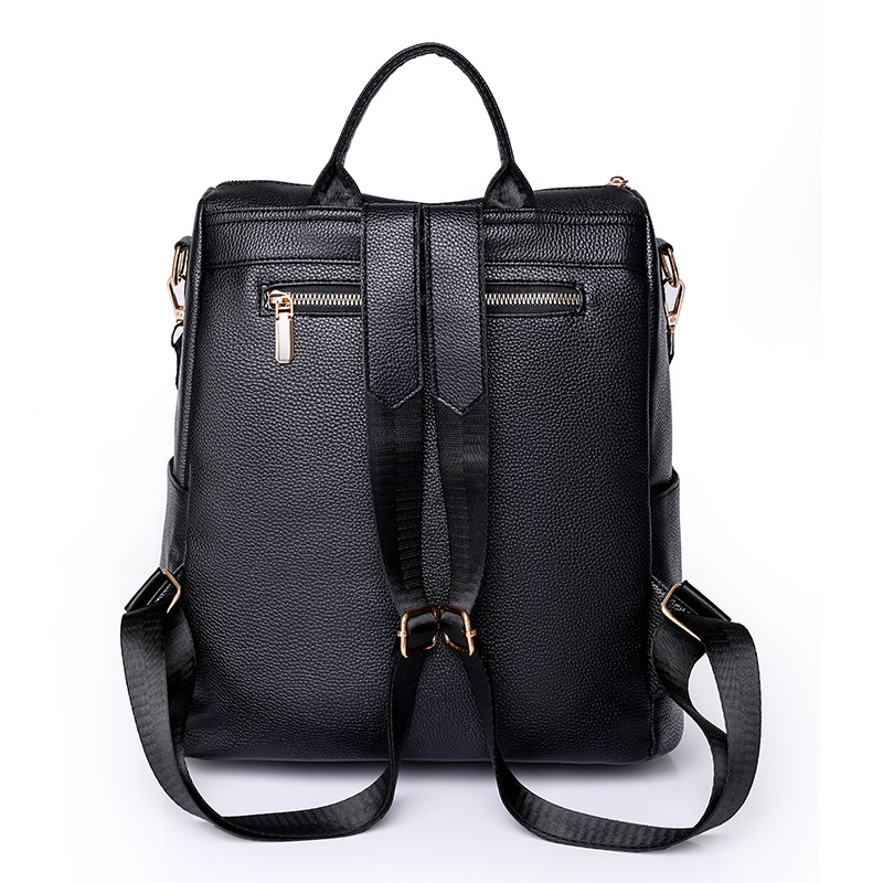 Korean Style New Fashionable PU Soft Leather Women's Casual Backpack Lightweight Simple Large Capacity Anti-theft Travel Backpack