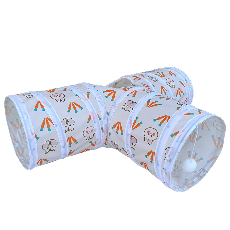Amazon source cross-border new rabbit tunnel suede cat three-channel foldable Pet Products Manufacturers