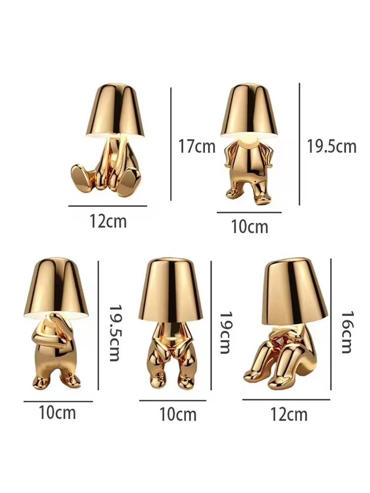 Cross-border for Thinkers Little Golden Man Table Lamp Bedroom Nightlight USB Charging Decorative Table Lamp Touch Atmosphere