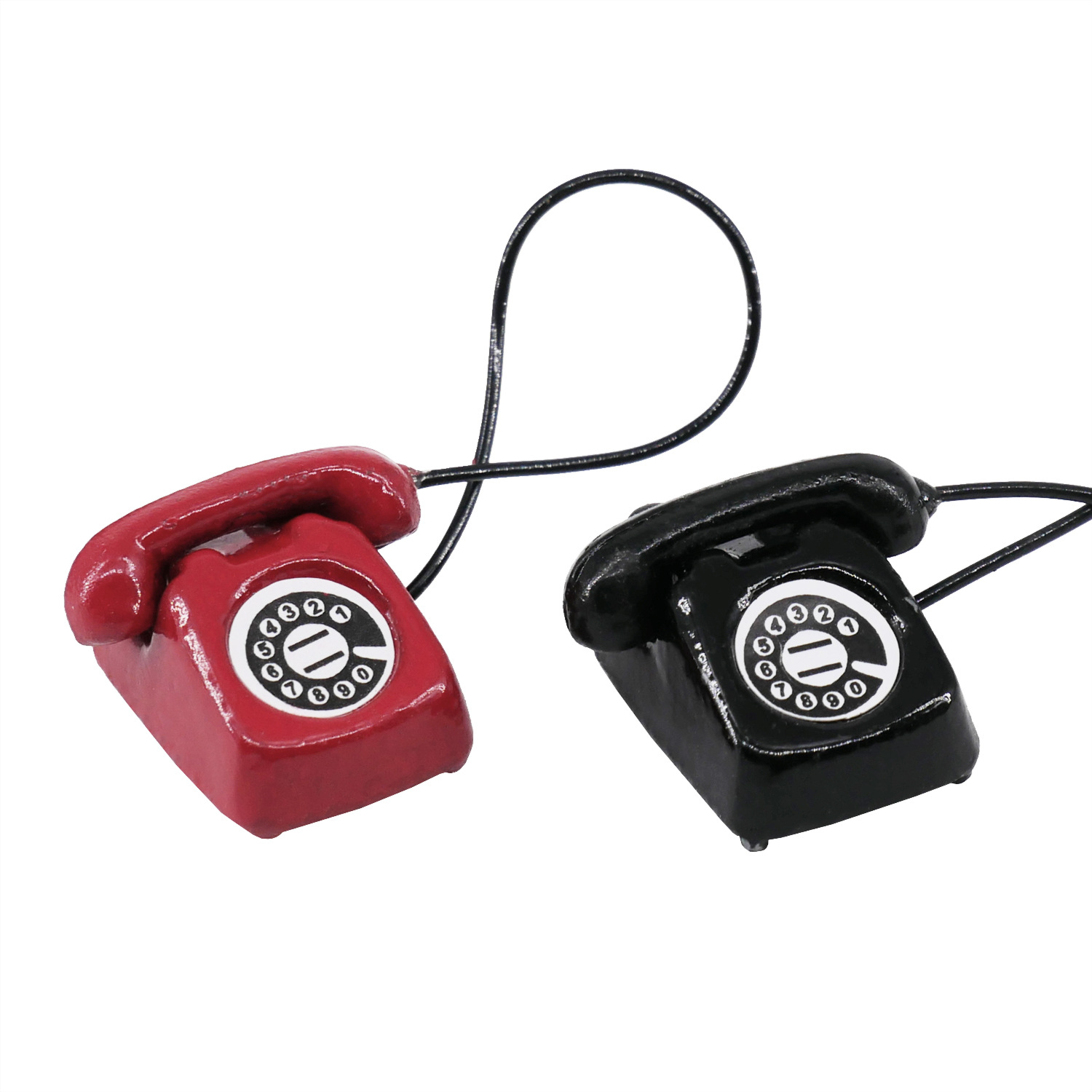 1:12 doll house doll house model mini retro small phone red and black two-color