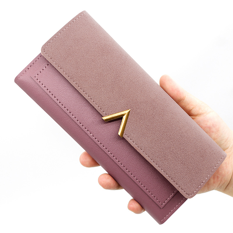 Fashionable Minimalist V-shape Women's Long Wallet Large Capacity Card Holder Coin Purse Handbag Zipper Women's Money Clip
