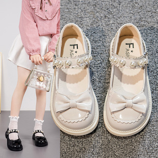 Girls' Leather Shoes Spring and Autumn New Middle and Large Children's Little Girls Black Shoes Children's Soft-soled Spring Baby Shoes