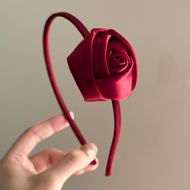 Fransk retro sateng rose blomst pannebånd høykvalitets nisje pannebånd Super fe atmosfære hårnål hårtilbehør_voghion.com