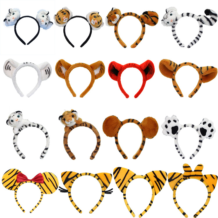 Tiger Doll Hairband Year of the Tiger Performance Tiger Ear Headwear Hairpin Cute Cartoon Animal Tiger Headband