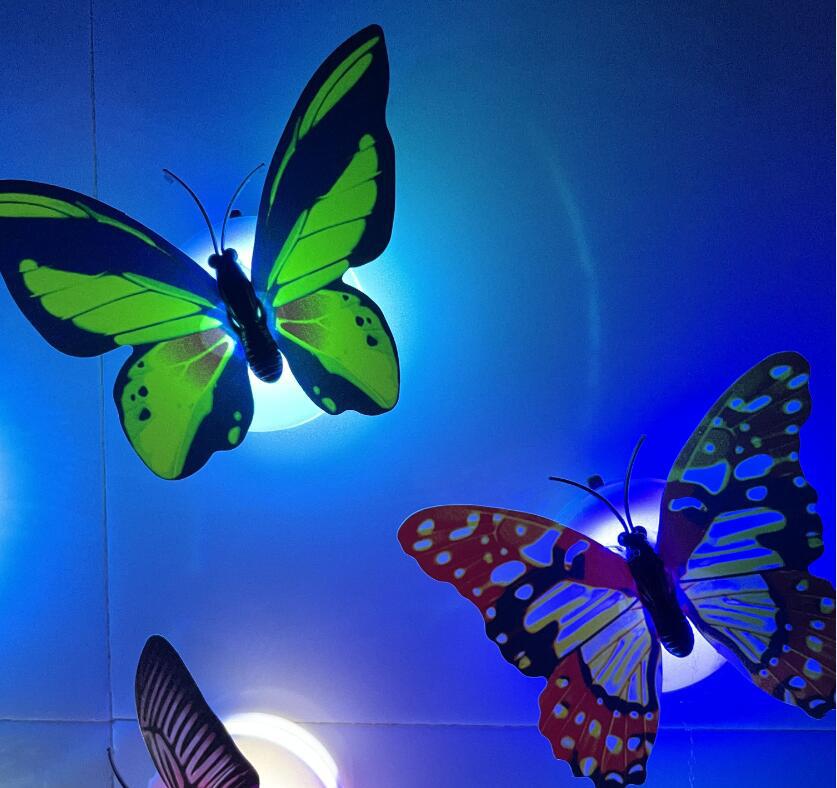 Creative colorful luminous butterfly night light can be pasted LED decorative wall lamp factory stall small toys wholesale