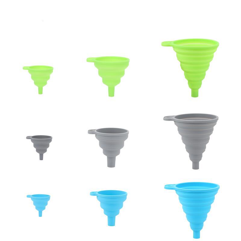 Food grade silicone foldable funnel small mini portable kitchen oil leak silicone funnel set manufacturers can set