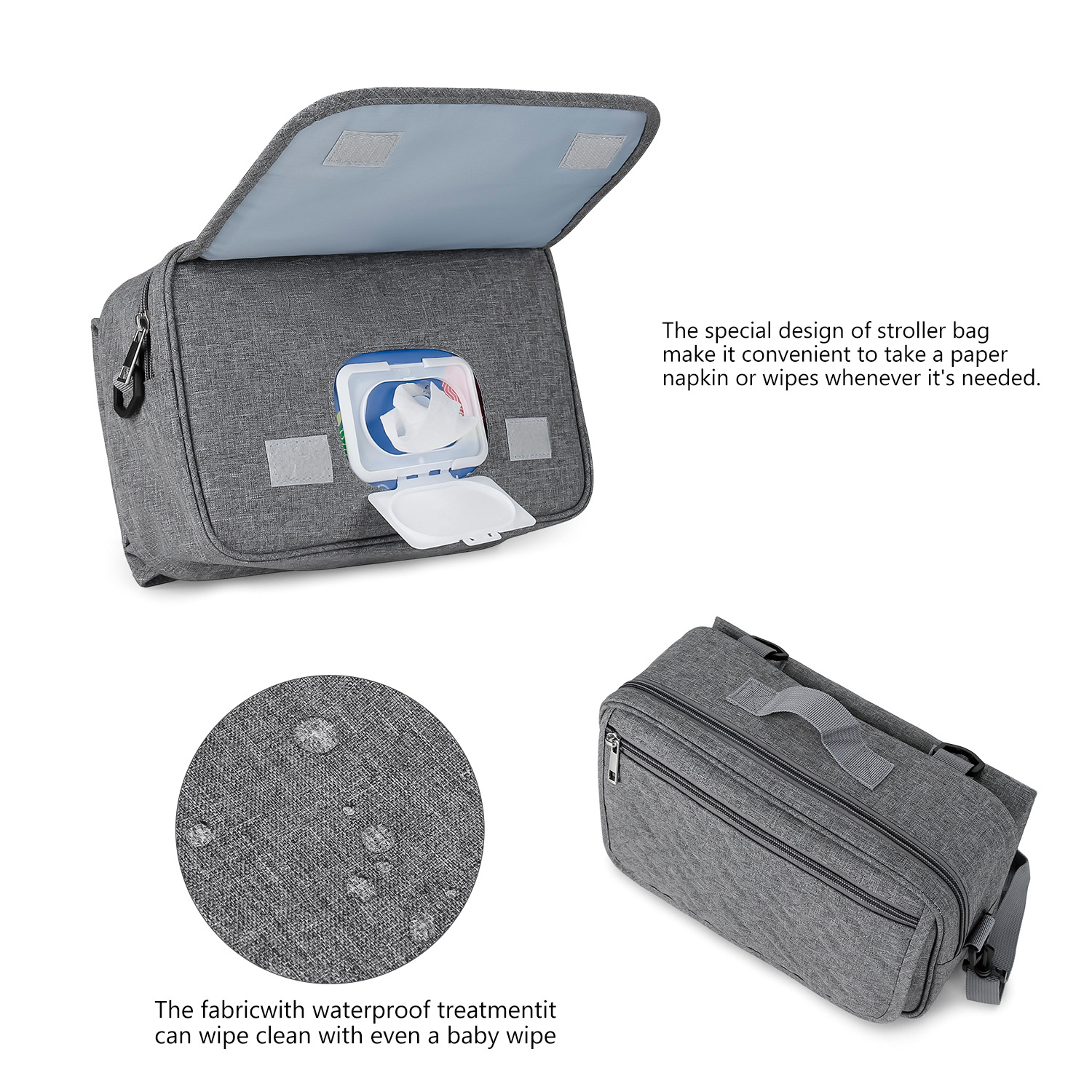 Multifunctional 2in1 Mummy Bag with Diaper Pad Portable Waterproof Shoulder Portable Mother Bag Baby Carriage Storage Bag