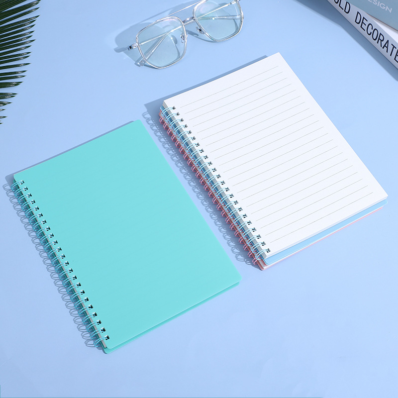 Cross-border Morandi color coil book A5 frosted PP notebook foreign trade simple wind horizontal line notebook wholesale