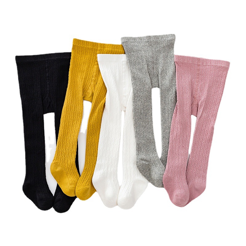 Spring and summer 2025 new girls leggings Korean solid color hemp pattern children's socks infant pantyhose