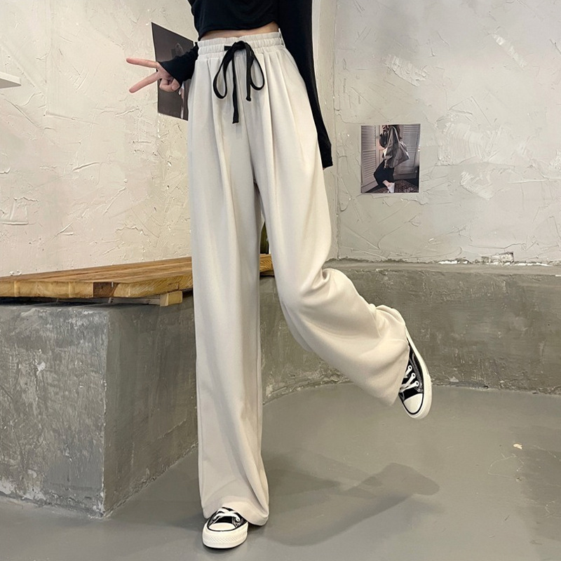 Wide Leg Pants Women's 2022 New Autumn and Winter Korean Style High Waist Dummy Casual Pants Loose Straight Girl's Trousers