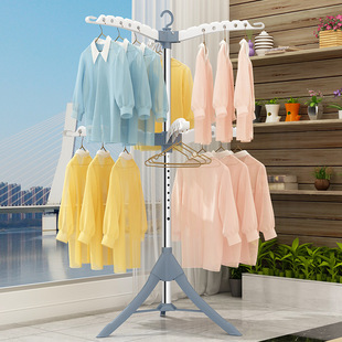 Drying Hanger Foldable Floor Bedroom Balcony Drying Hanger Stainless Steel Hanger Telescopic Household Clothes Drying Rod