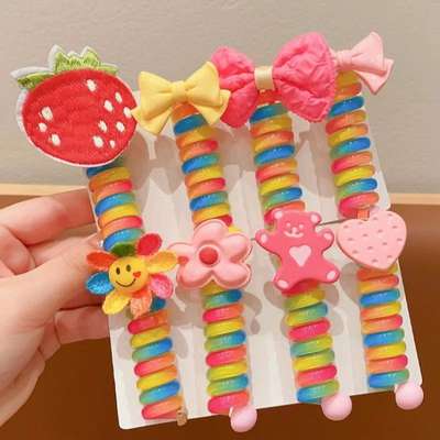 Children's roll phone rope hair ring girls' high ponytail head rope durable high elasticity does not hurt hair new hair rope hair accessories