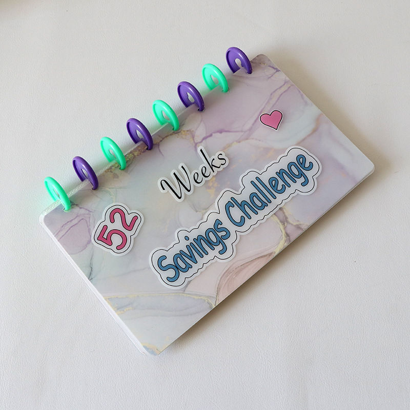 Cross-border 52-week savings savings this cash mushroom hole 8 holes 3 grid loose-leaf storage book challenge small card book photo album