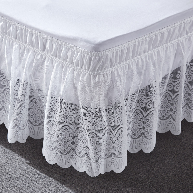 Cross-border Lace elastic Bed skirt wholesale foreign trade elastic simple Bed white bedspread Lace Bed Ruffles