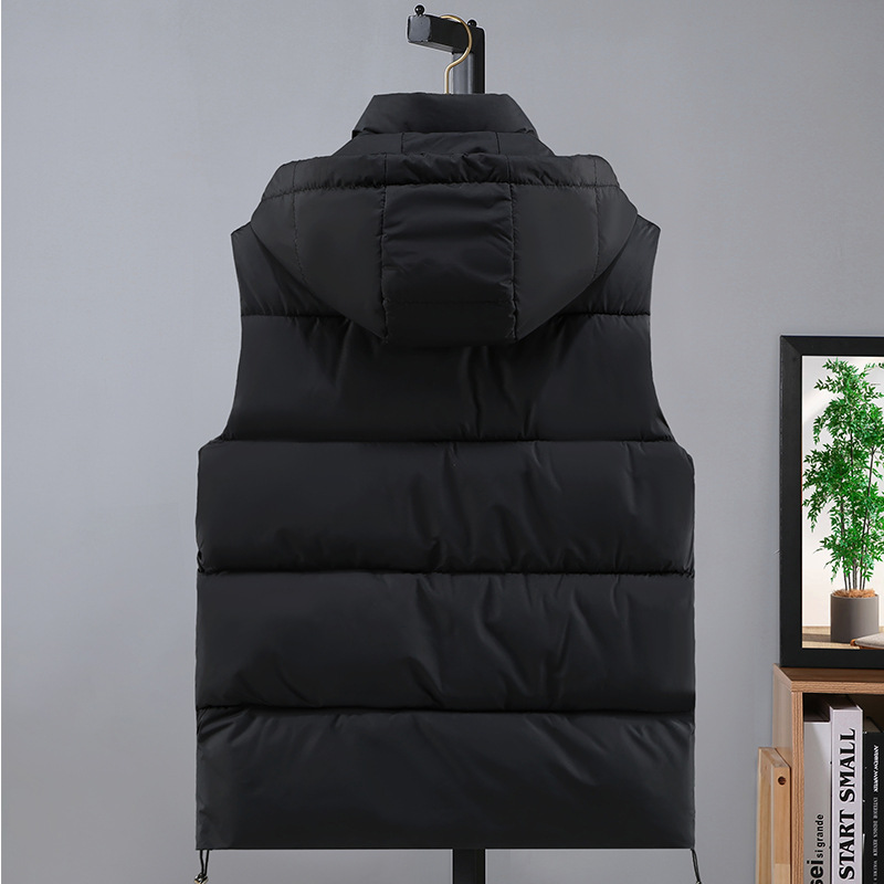 European hot selling men's cotton vest hooded autumn and winter casual men's trendy handsome thickened cotton coat down cotton waistcoat