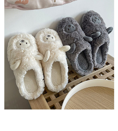 Cotton Slippers Women's Cute Cartoon Girly Heart Winter Indoor Home Soft Bottom Plush Couple Dormitory Cotton Slippers Men's Winter