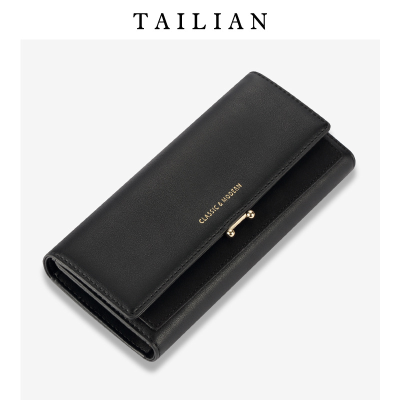 [Classic] European and American retro ladies long wallet large three fold clutch bag wallet wholesale purse