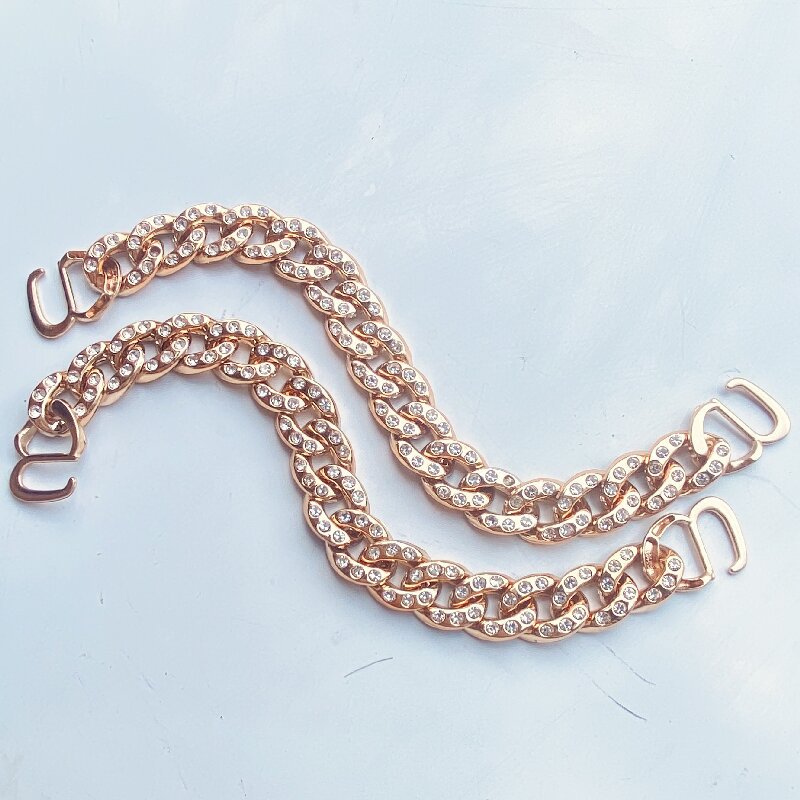 2023 new fitting hole shoes accessories diy Pearl four-leaf flower suit shoe flower rose gold chain heart Diamond