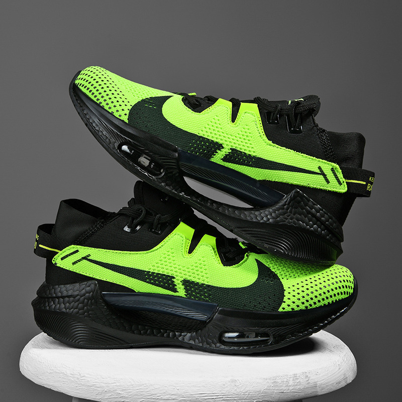 2023 Technology Hollow Popcorn Elevated Casual Korean Style Trendy Couple Sports Running Large Size Air Cushion Flying Woven Men's Shoes