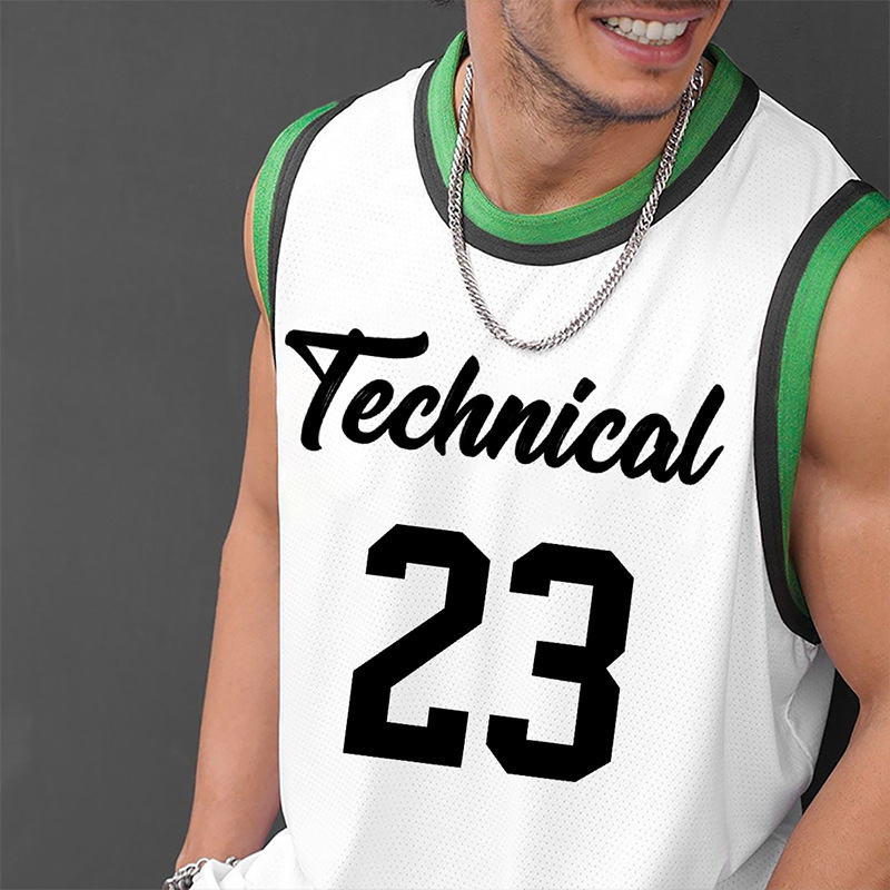 Men's Summer Men's Vest American Thin Large Size Mesh Sports Sleeveless T-Shirt Fashion Brand Quick-drying Printed Waistcoat