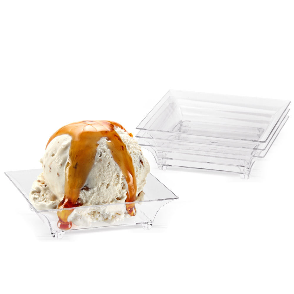 Disposable plastic square sauce dish 1 oz mini dessert cup thickened transparent cake dish baking dish