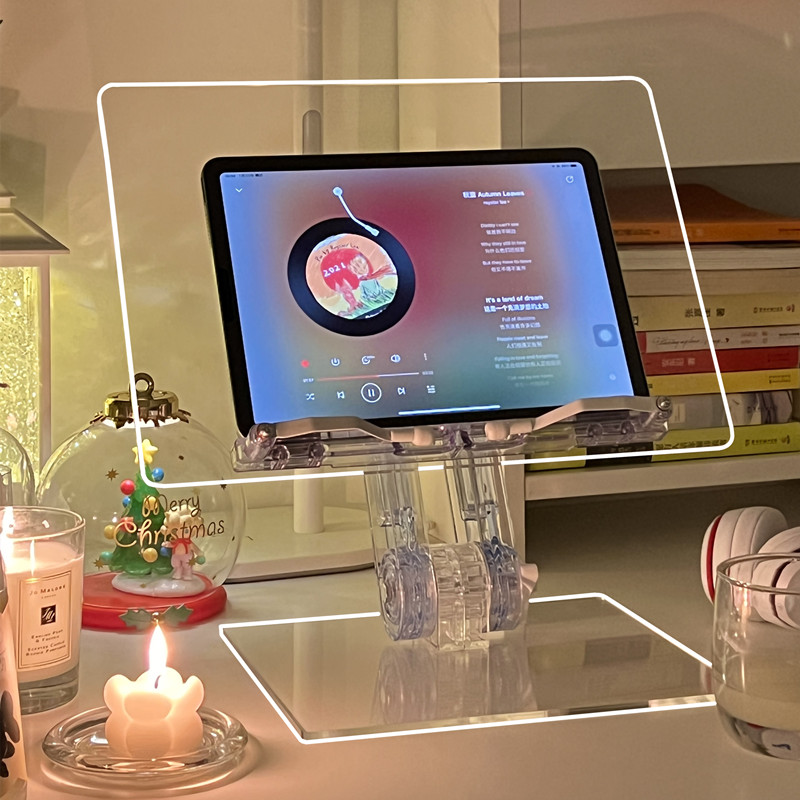 Liftable reading rack acrylic reading bookshelf Korean ins telescopic transparent computer tablet iPad stand for reading