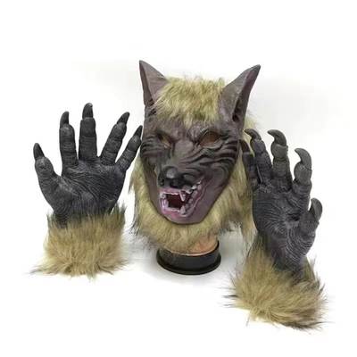 Halloween wolf suit mask wolf head gloves animal head cover horror pond latex fancy dress ball mask free shipping