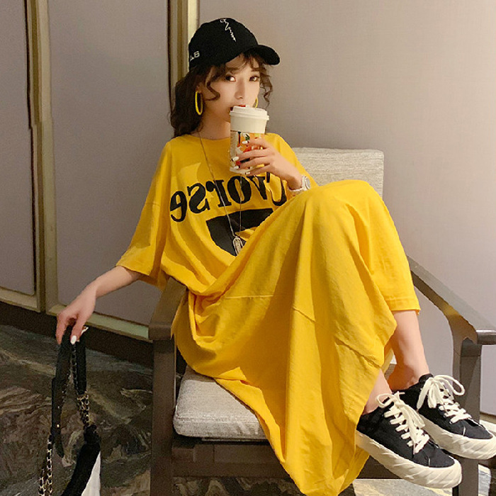 ins Korea loose fat size 200kg fat MM long pajamas women sexy backless home nightgown dress summer