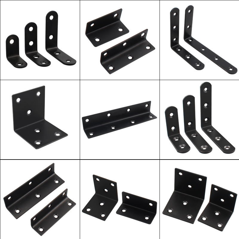 Manufacturers produce thickened stainless steel angle code black 90 degree L-shaped right angle code furniture home decoration floor bracket