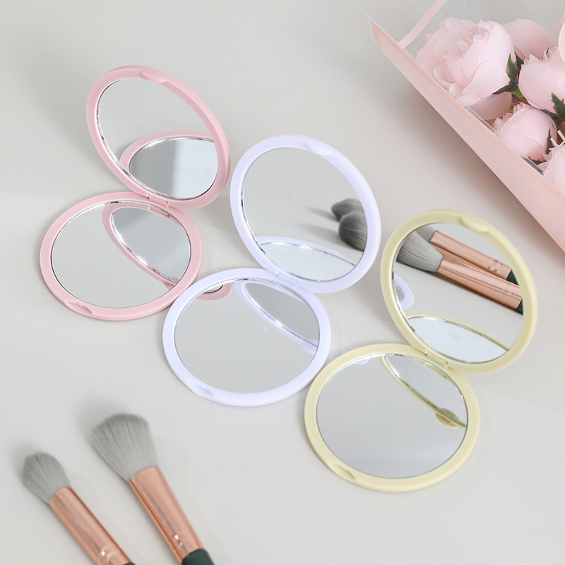 Foldable makeup mirror round small size portable DIY cream glue double-sided flip portable small mirror wholesale factory