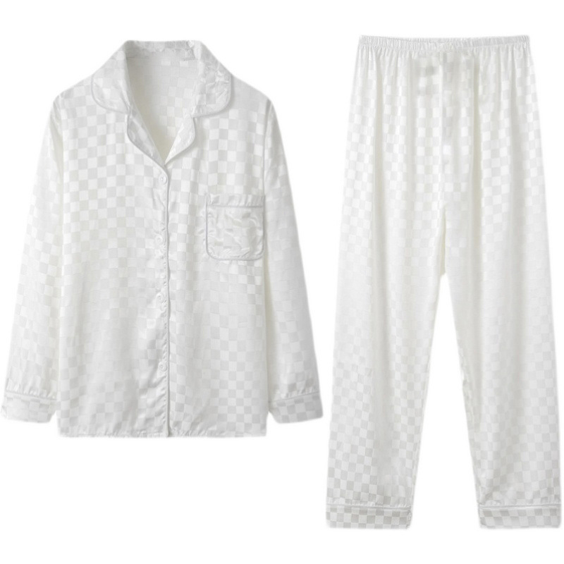 Spring and Autumn Pajamas Women's Autumn Ice Silk Long Sleeve Two-Piece Set Women's 2022 New Summer Thin Silk Home Clothes