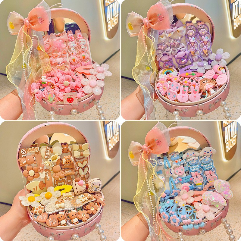 Children's Hair Accessories Gift Set Cute Little Girl's Hair Accessories Crown Hairpin Jewelry Box Girls' Storage Hairpin Hairpin Hairpin