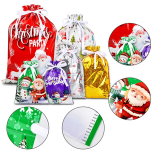 Cross-border New Christmas Halloween Gift Bag Santa Claus Drawstring Bags Candy Packaging Bag Gift Bag