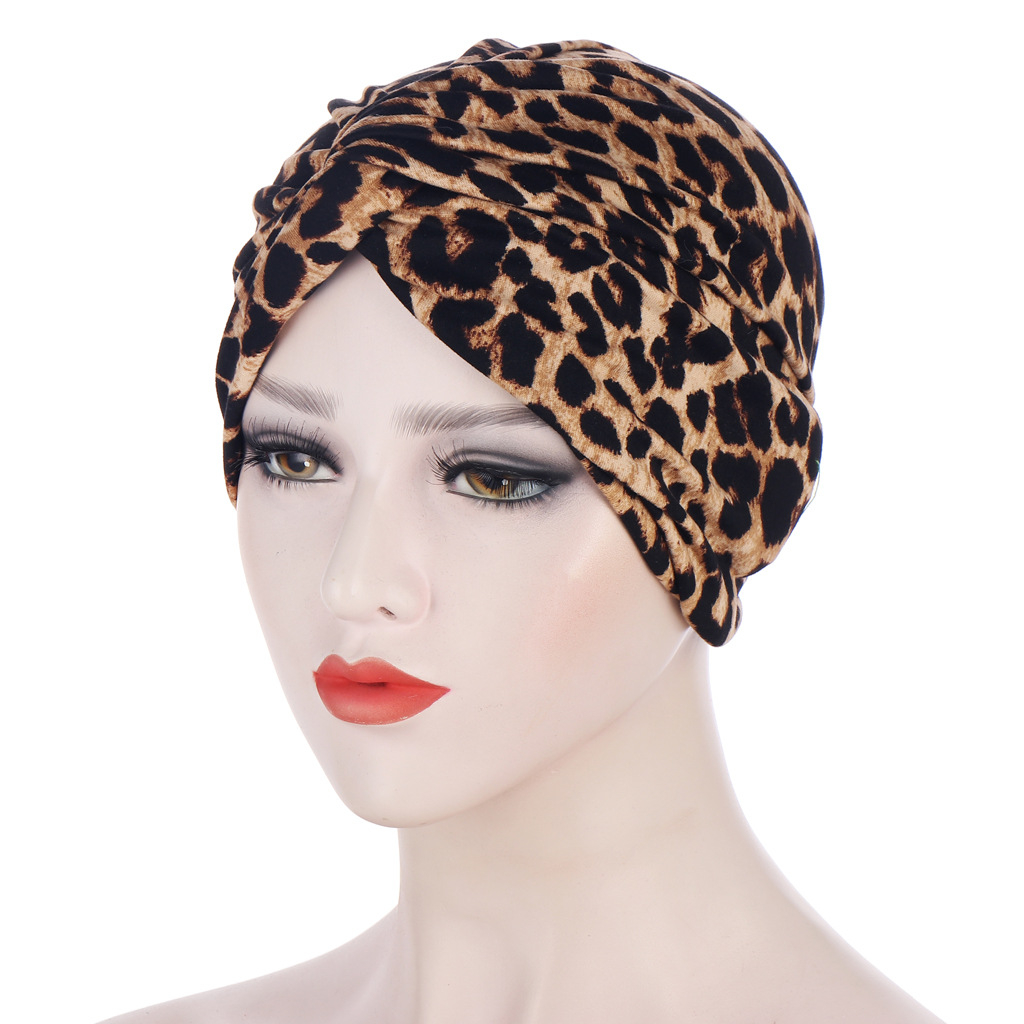 AliExpress New Flower Cloth Twisted Tapes Hat Baking Hat Printed Leopard Print Muslim Tapes Hat Baking Hat