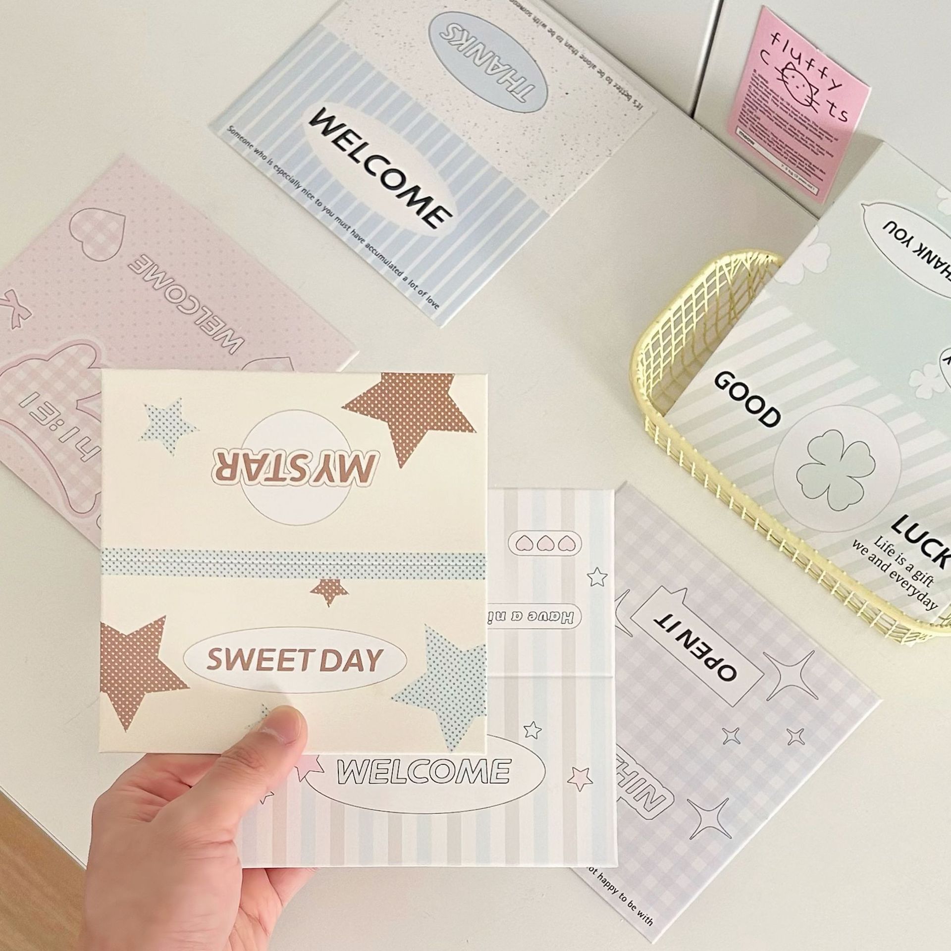 Original Korean-style simple ins-style folding large card head star-chasing jewelry gift card packaging card packaging material