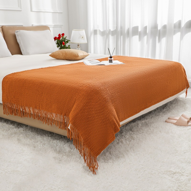 Nordic Sofa Blanket Hotel Bed End Towel Bean Blanket Tassel Shawl Blanket Bed End Cloth Blanket Homestay Bed Towel Wholesale
