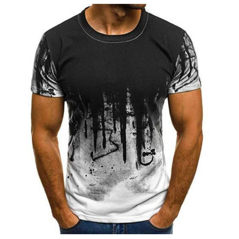 Cross-border summer men's 3D camouflage short sleeve plus size men's casual half sleeve T-shirt bottoming shirt one-piece delivery