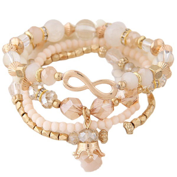 B0748 European and American simple crystal mix and match personality 8-shaped fashion beaded bracelet pendant jewelry jewelry