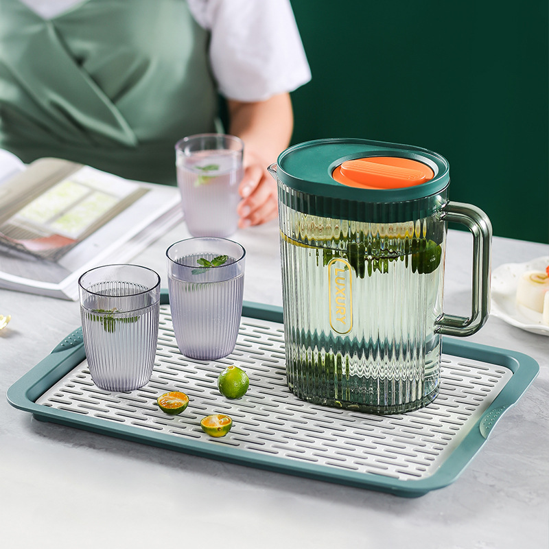 High color value AS high temperature resistant cold water bottle light luxury juice pot household cold water bottle with lid cold white open water Cup suit