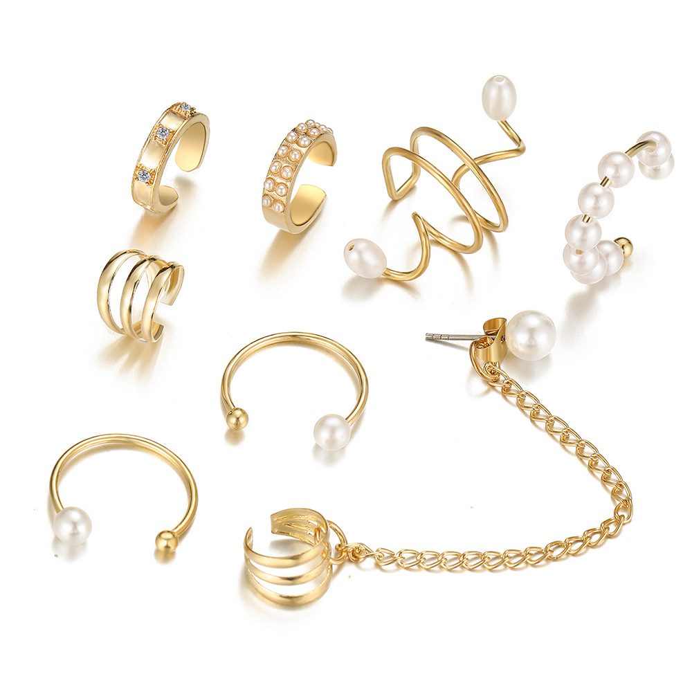 Nei Hot Selling Kreativ Perl Quasten Ouerclips Ouni Ouerlächer Gréisst Perl Ouerclips Set 8 Stécker Set Ouerclips_voghion.com