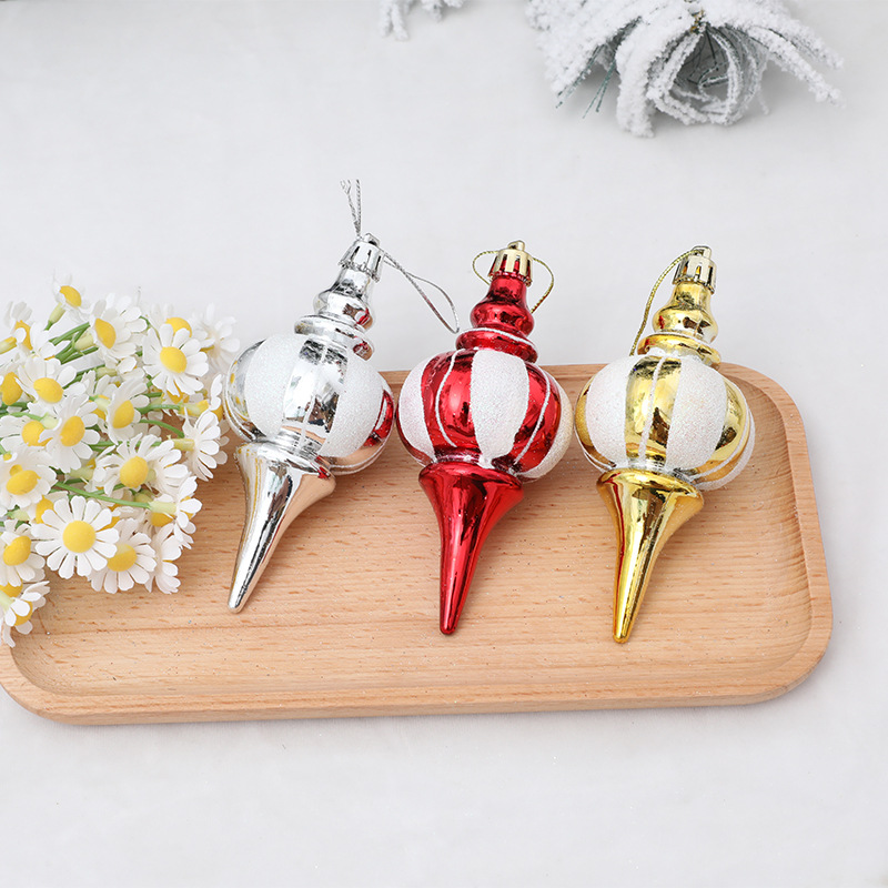 Cross-border supply chain wholesale Christmas gourd pendant Christmas tree decorations electroplated plastic painted ball atmosphere cloth