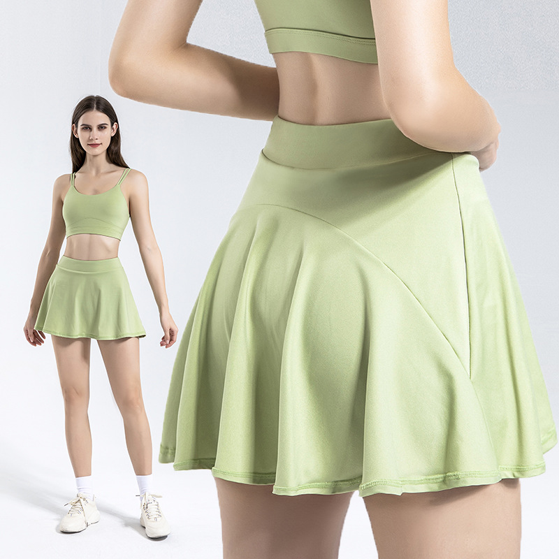Yoga Tennis Clothing Sports Suit Sports Bra Running Suit Fitness Tennis Anti-walking Skirt Women's Cross-Border