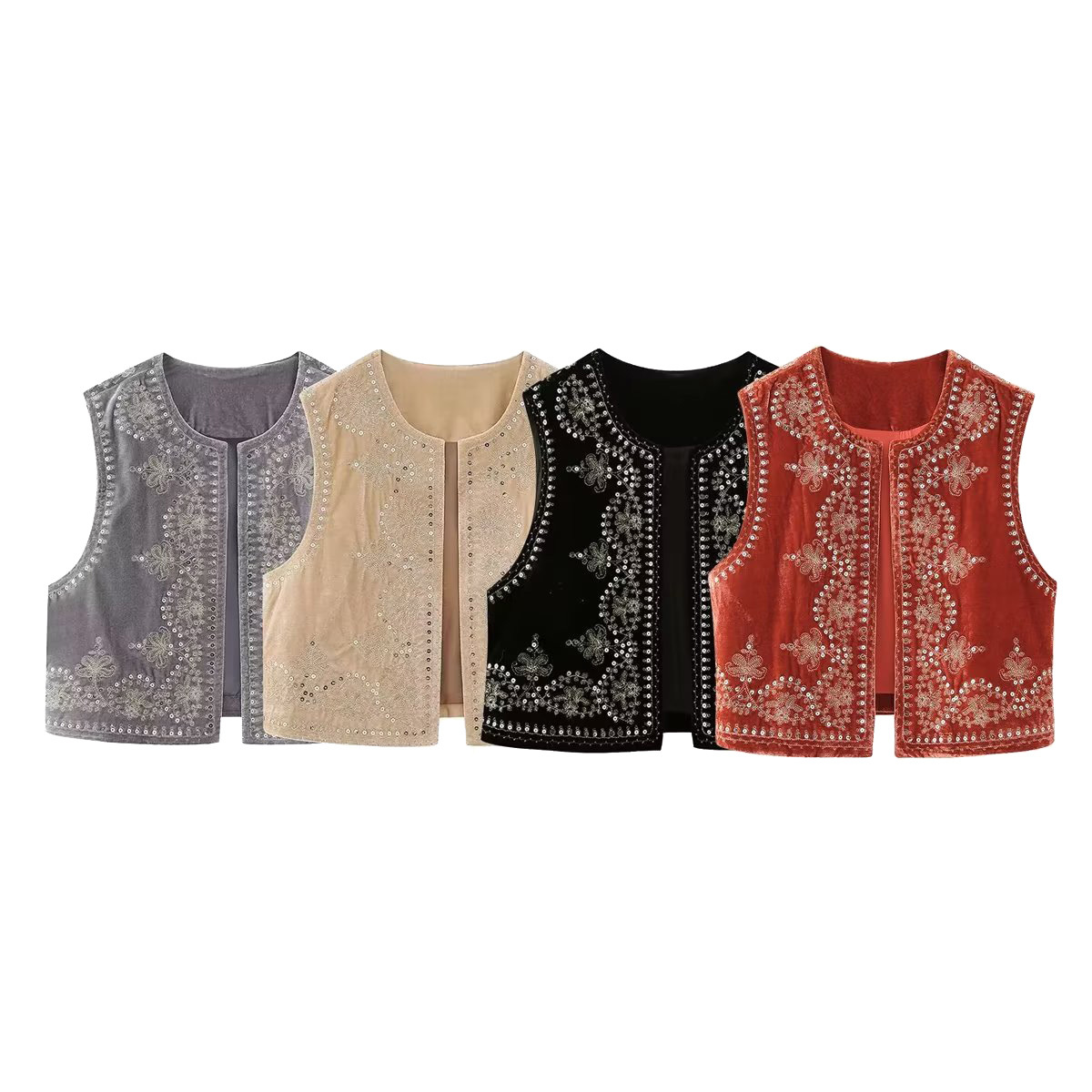 ZR foreign trade wholesale European and American style women's retro fashion casual embroidered velvet vest 6895 268 800