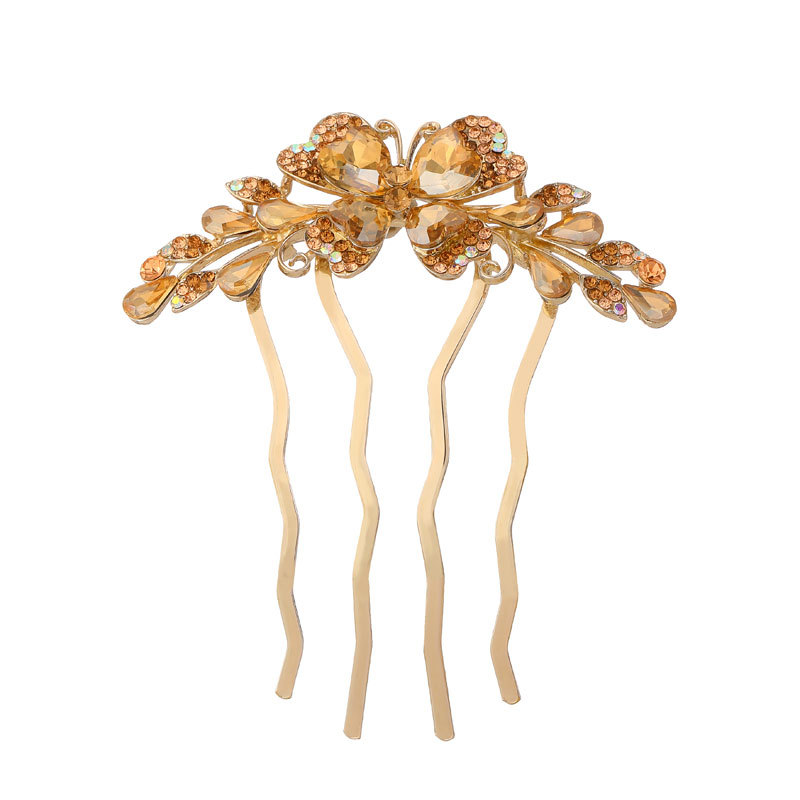 Korean style hair comb hair hair headwear back rhinestone mother bow crystal four-tooth hair clip comb clip