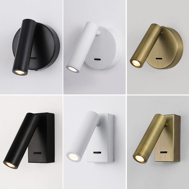 Hotel wall lamp, surface-mounted spotlights, bedroom nightstand wall lamp, American style wall lamp, minimalist reading lamp, round and square wall lamps