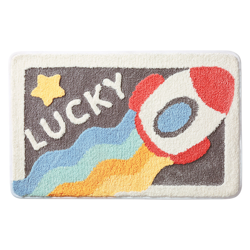 Bathroom Door Non-Slip Carpet Bathroom Water Absorbent Floor Mat Household Bedroom Bedside Machine Washable Cartoon Door Mat