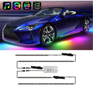 Car chassis atmosphere light modified voice control APP colorful streamer decorative light strip LED magic color racing car bottom light
