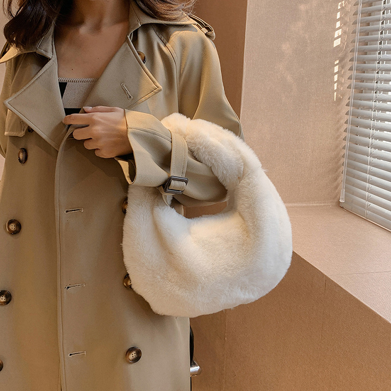 Cross Bag New Handheld Dumpling Bag Winter Plush Bag Women's Bag New Autumn and Winter All-match Fashion Handheld Mao Mao Bag