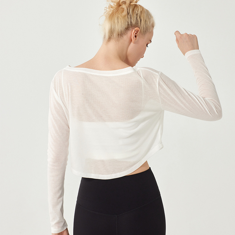 Loose V-neck yoga clothes long-sleeved T-shirt casual draping outer wear fitness top women's lightweight quick-drying sports blouse