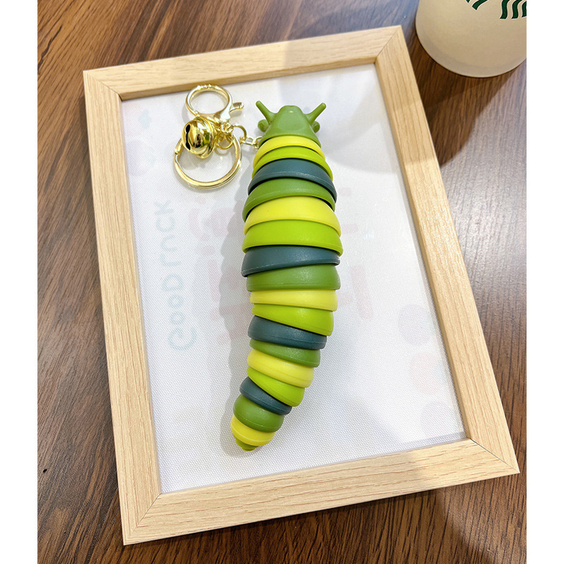 TikTok Explosive Car Color Pendant Fingertips Snail Slug Bag Toy Decompression Caterpillar Keychain Female